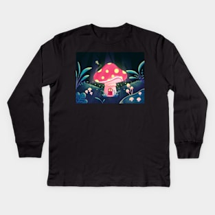 Mushroom House in a Magical World Kids Long Sleeve T-Shirt